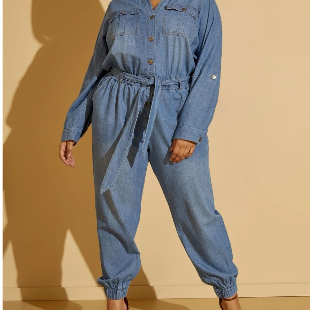 Brand New Denim Joggers Jumpsuit Size 36 - Picture 3 of 16